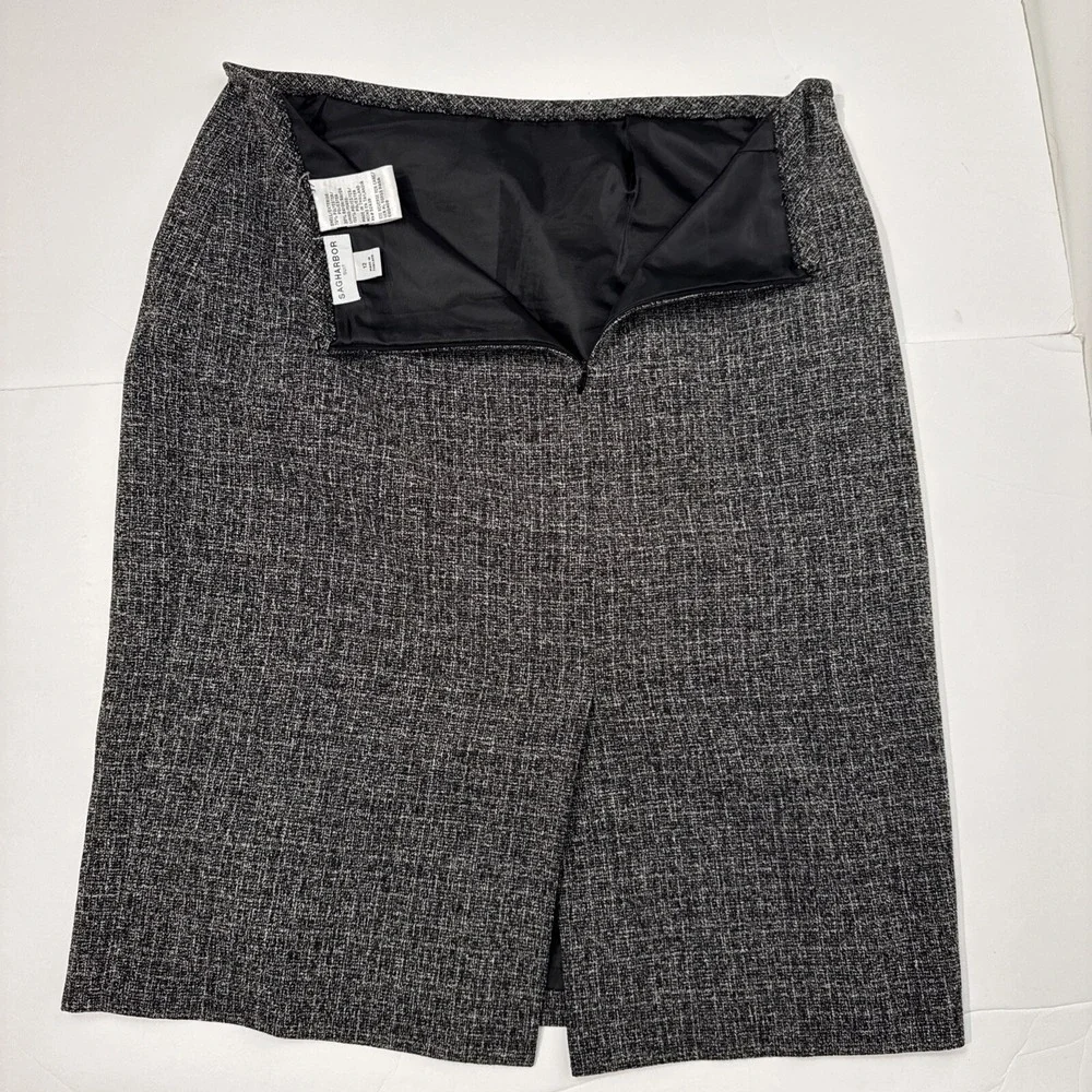 Sag Harbor Pencil Skirt Women 12 Black White Textured Knee Length Professional